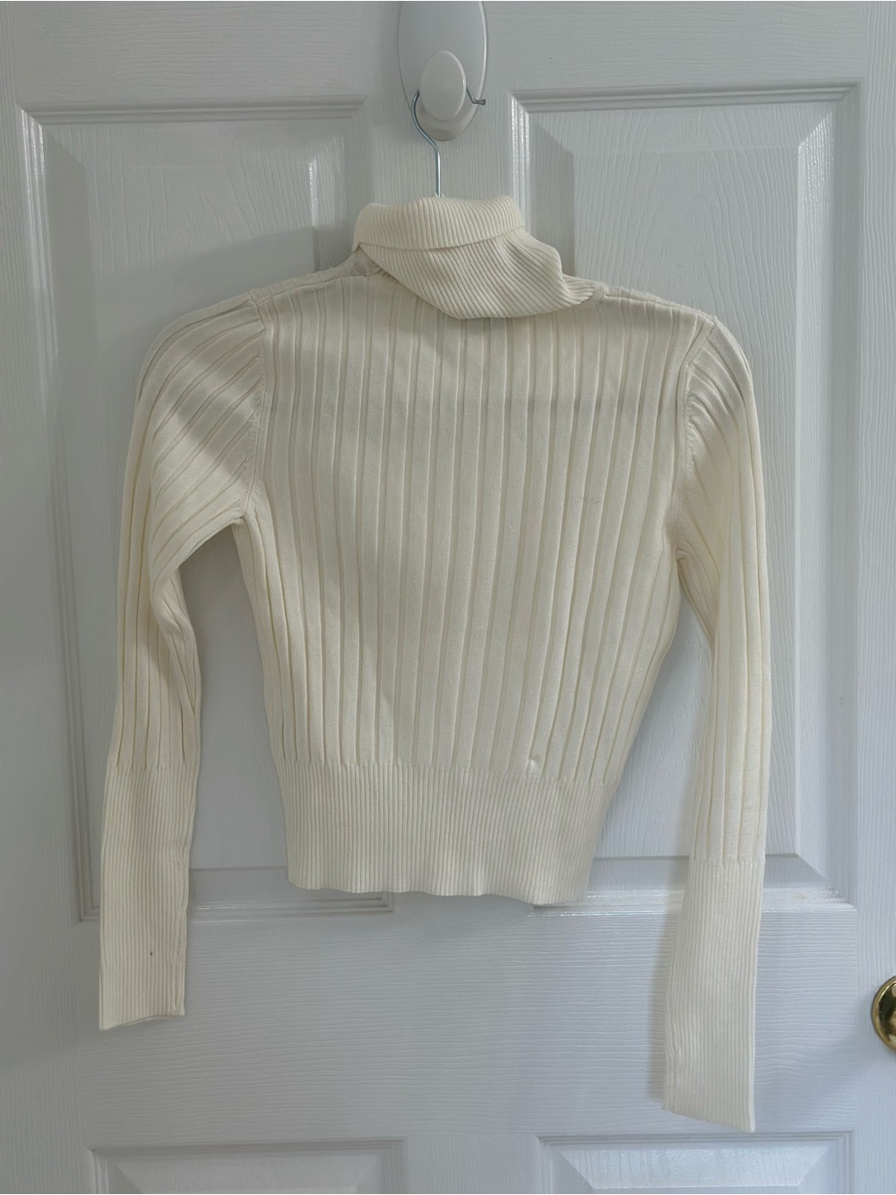 Zara Cream Ribbed Turtleneck Sweater